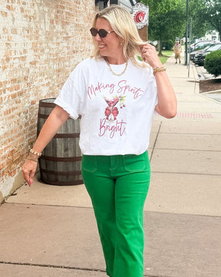 Making Spirits Bright Christmas Martini Comfort Color Tee - Limeberry Designs