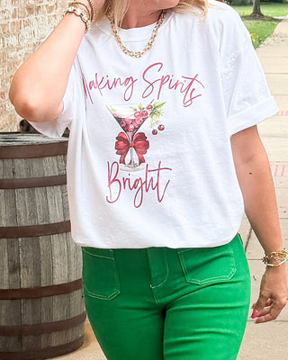 Christmas martini shirt for women, a holiday cocktail party tee