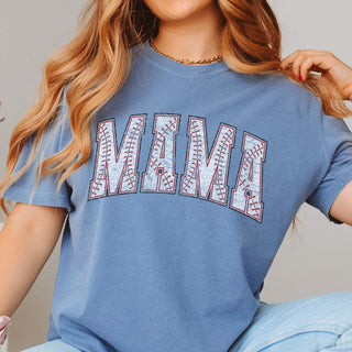 MAMA Baseball Letters Comfort Color Tee - Limeberry Designs