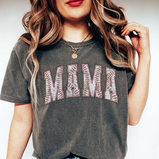 MAMA Baseball Letters Comfort Color Tee - Limeberry Designs