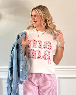 Mama Cherry Pattern Graphic Comfort Color Tee - Limeberry Designs