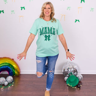 Mama Green Bow Bella Graphic Tee - Limeberry Designs