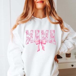 Mama Pink Floral Bow Graphic Sweatshirt - Limeberry Designs