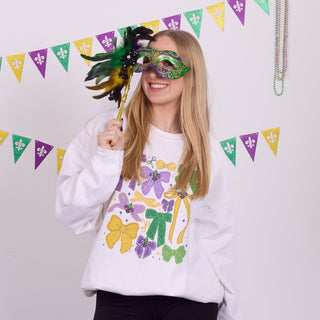 Mardi Gras Bow Collage Graphic Sweatshirt - Limeberry Designs