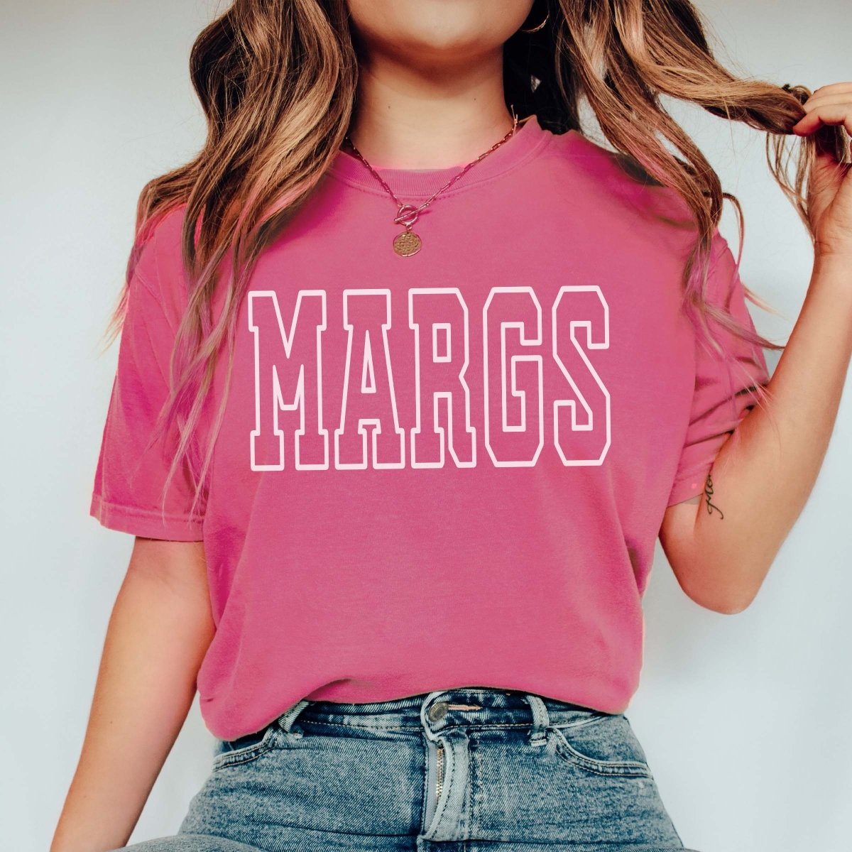 Margs Collegiate Lettering Comfort Color Tee - Limeberry Designs