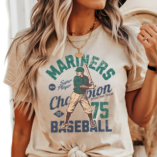 Mariners Vintage Baseball Team Wholesale Tee - Fast Shipping - Limeberry Designs