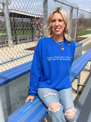 Meet Me In The Bleachers Graphic Sweatshirt With Front & Back Design - Limeberry Designs