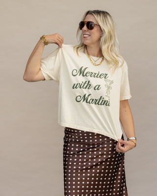 Merrier with a Martini boxy graphic tee in ivory