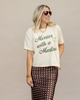 Merrier with a Martini boxy graphic tee in ivory