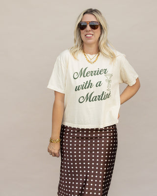 Merrier with a Martini boxy graphic tee in ivory