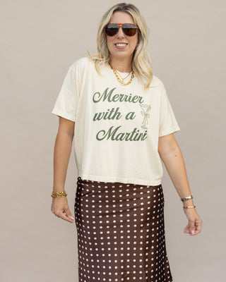 Merrier with a Martini boxy graphic tee in ivory