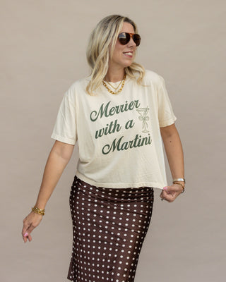 Merrier with a Martini boxy graphic tee in ivory