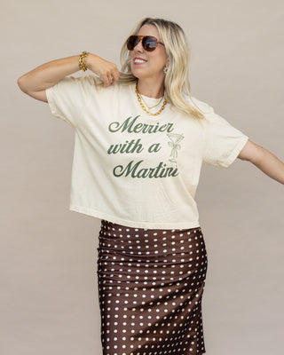Merrier with a Martini boxy graphic tee in ivory