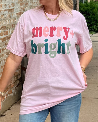 Merry and Bright Colorful Comfort Color Tee - Limeberry Designs