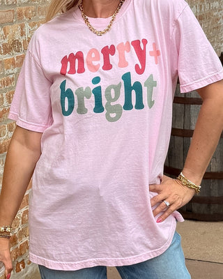 Merry and Bright Colorful Comfort Color Tee - Limeberry Designs