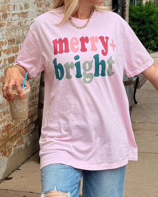 Merry and Bright Colorful Comfort Color Tee - Limeberry Designs