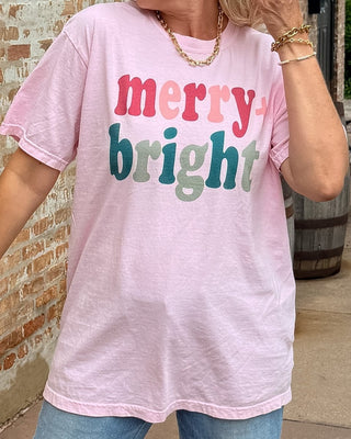 Merry and Bright Colorful Comfort Color Tee - Limeberry Designs