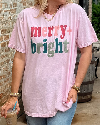 Merry and Bright Colorful Comfort Color Tee - Limeberry Designs