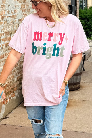 Merry and Bright Colorful Comfort Color Tee - Limeberry Designs