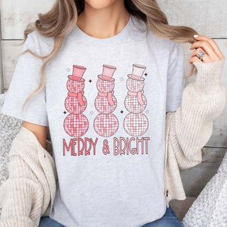 Merry & Bright Disco Snowmen Wholesale Bella Graphic Tee - Fast Shipping - Limeberry Designs