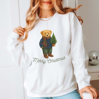 Merry Christmas Bear Graphic Sweatshirt - Limeberry Designs