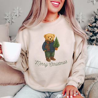 Merry Christmas Bear Graphic Sweatshirt - Limeberry Designs