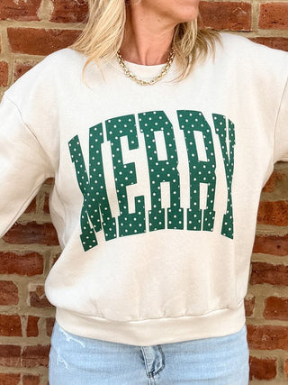 Merry Green Polka Dot Balloon Sleeve Sweatshirt - Limeberry Designs