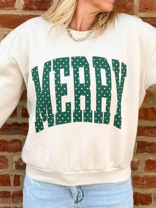 Merry Green Polka Dot Balloon Sleeve Sweatshirt - Limeberry Designs