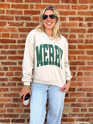 Merry Green Polka Dot Balloon Sleeve Sweatshirt - Limeberry Designs
