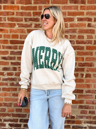 Merry Green Polka Dot Balloon Sleeve Sweatshirt - Limeberry Designs