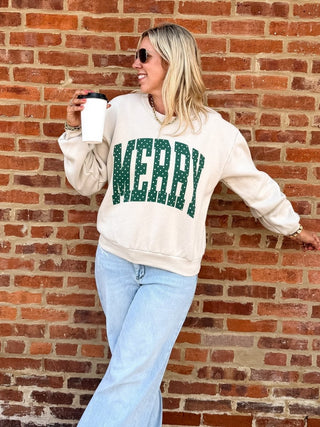 Merry Green Polka Dot Balloon Sleeve Sweatshirt - Limeberry Designs