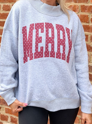 Merry Red Polka Dot Mockneck Sweatshirt - Limeberry Designs