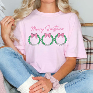 Merry Swiftmas Bracelet Wreaths Comfort Color Graphic Tee - Limeberry Designs