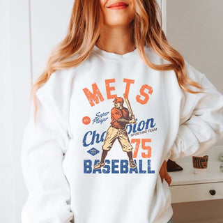 Mets Vintage Baseball Wholesale Graphic Sweatshirt - Fast Shipping - Limeberry Designs