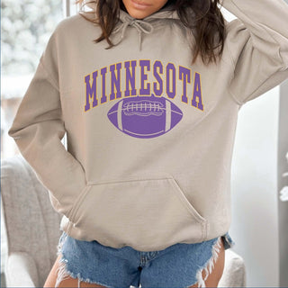 Minnesota With Football Graphic Hoodie - Limeberry Designs