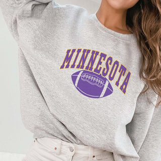 Minnesota With Football Graphic Sweatshirt - Limeberry Designs