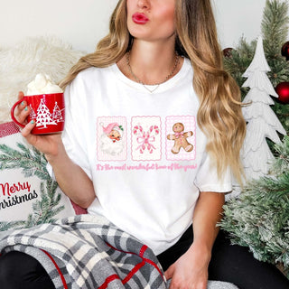 Most Wonderful Time Of Year Vintage Pink Comfort Color Graphic Tee - Limeberry Designs