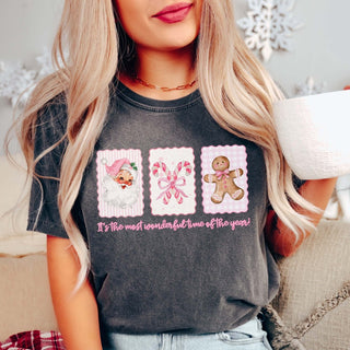 Most Wonderful Time Of Year Vintage Pink Comfort Color Graphic Tee - Limeberry Designs