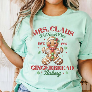 Mrs. Claus Gingerbread Bakery Bella Graphic Tee - Limeberry Designs