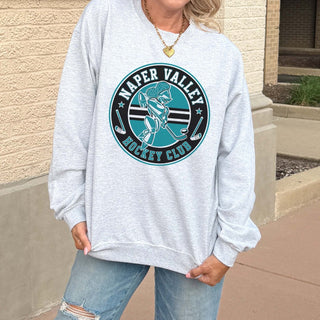 Naper Valley Hockey Circle Sweatshirt - Naper Valley Hockey - Limeberry Designs