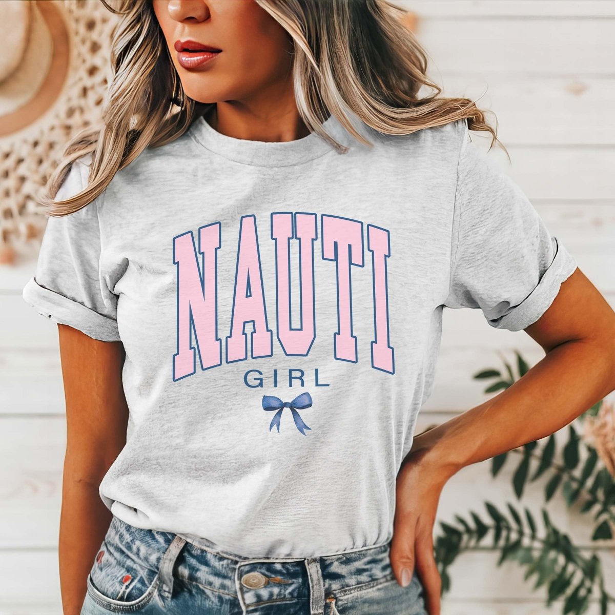 Nauti Girl With Bow Wholesale Tee - Limeberry Designs