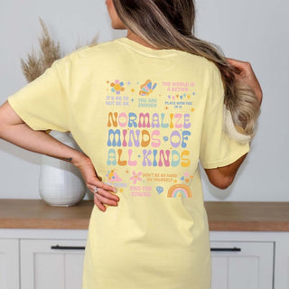 Normalize Minds Of All Kinds Back Design Comfort Color Tee - Limeberry Designs
