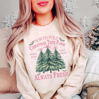 North Pole Christmas Tree Farm Graphic Sweatshirt - Limeberry Designs