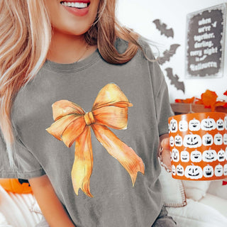 Orange Bow Wholesale Comfort Color Graphic Tee - Fast Shipping - Limeberry Designs