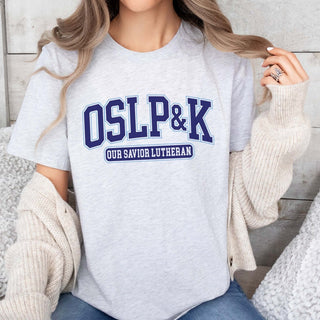 OSLP&K Varsity With Outline Tee - Our Savior Luther Preschool & Kindergarten - Limeberry Designs