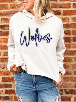 Oswego East Script Mascot Raw Edge Hoodie - Limeberry Designs