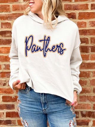 Oswego Panthers Script Mascot Raw Edge Hoodie - Limeberry Designs
