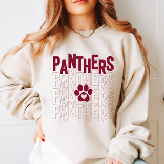 Panthers Repeat Paw With Heart Sweatshirt - Prairie Point Elementary - Limeberry Designs