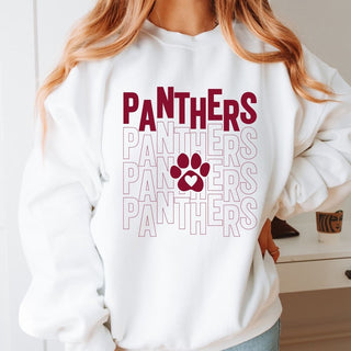 Panthers Repeat Paw With Heart Sweatshirt - Prairie Point Elementary - Limeberry Designs