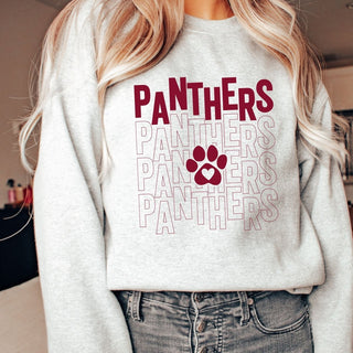 Panthers Repeat Paw With Heart Sweatshirt - Prairie Point Elementary - Limeberry Designs